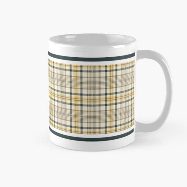 Yellow and navy blue plaid classic mug