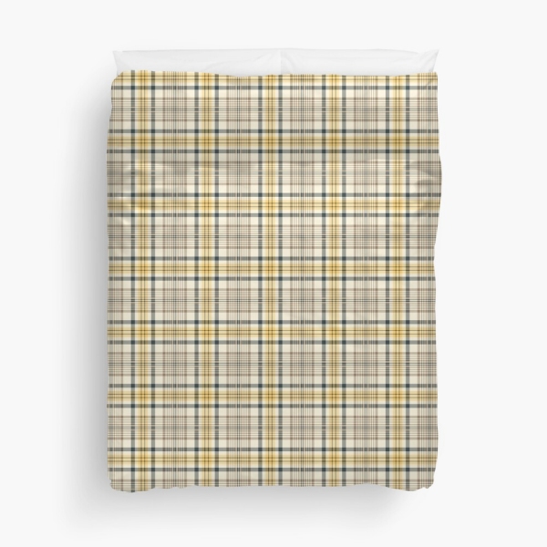 Yellow and navy blue plaid duvet cover
