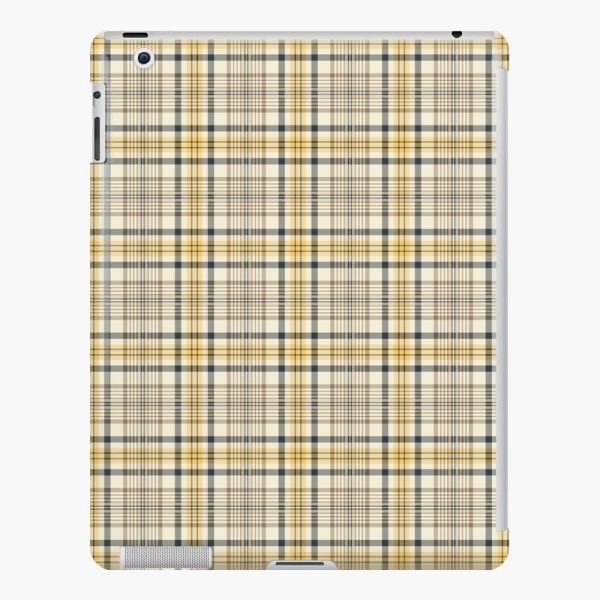 Yellow and navy blue plaid iPad case