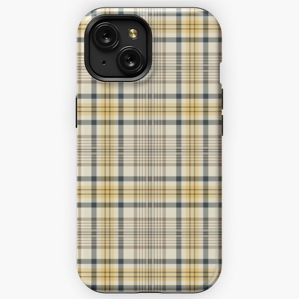 Yellow and navy blue plaid iPhone case