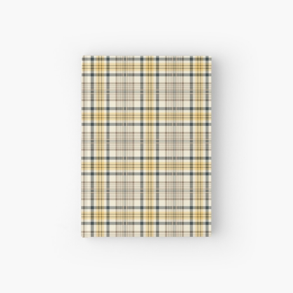 Yellow and navy blue plaid hardcover journal