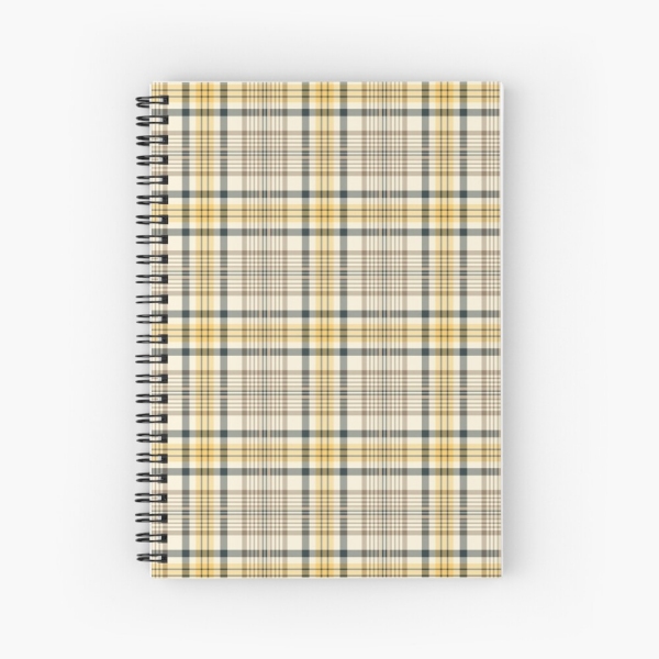 Yellow and navy blue plaid spiral notebook