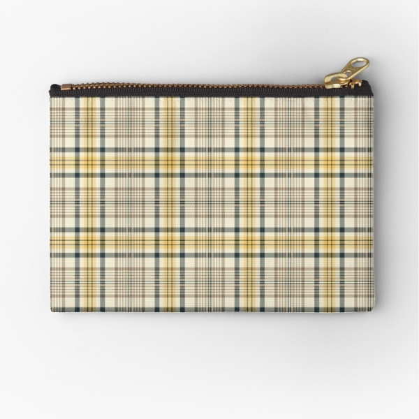 Yellow and navy blue plaid accessory bag