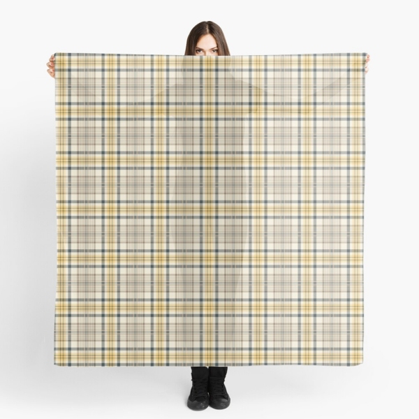 Yellow and navy blue plaid scarf