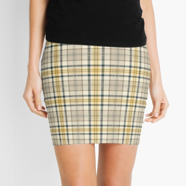 Yellow and navy blue plaid mini skirt