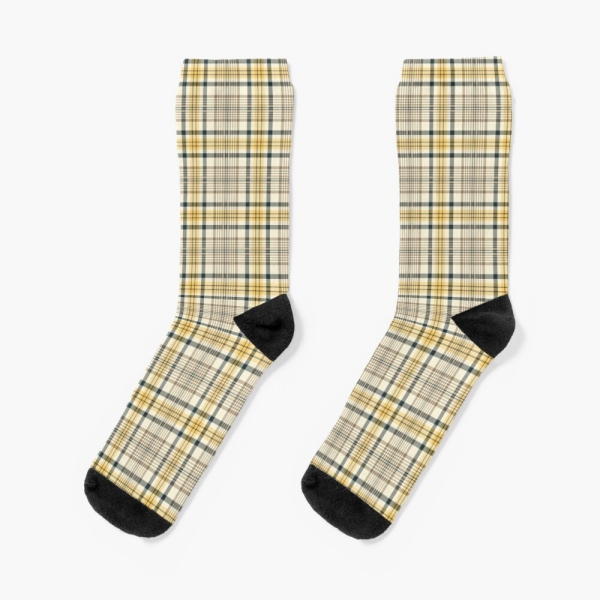 Yellow and navy blue plaid socks