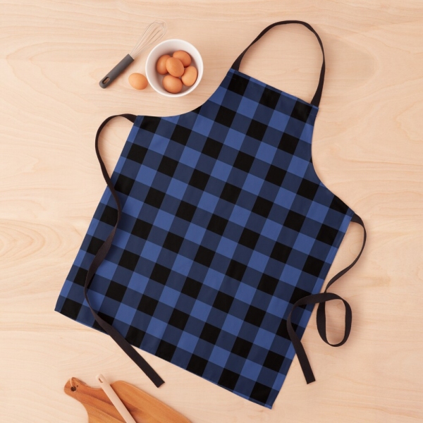 Lapis blue buffalo checkered plaid apron