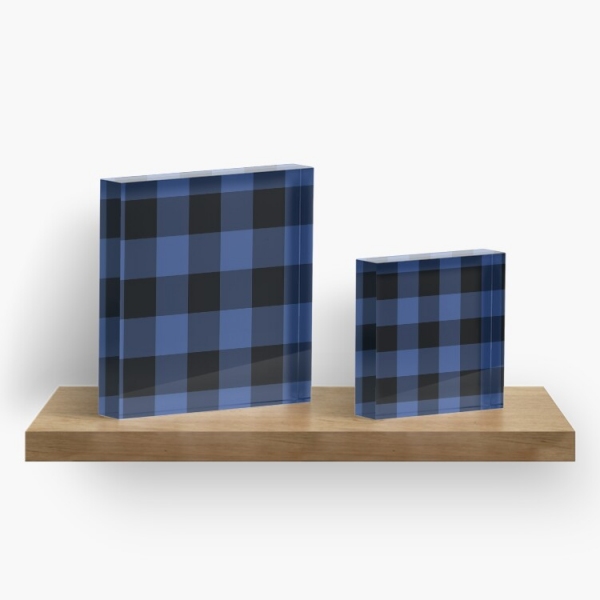 Lapis blue buffalo checkered plaid acrylic block