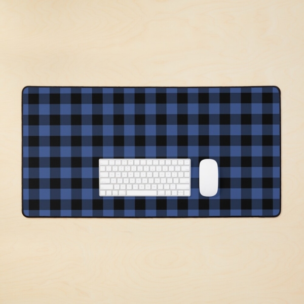 Lapis blue buffalo checkered plaid desk mat