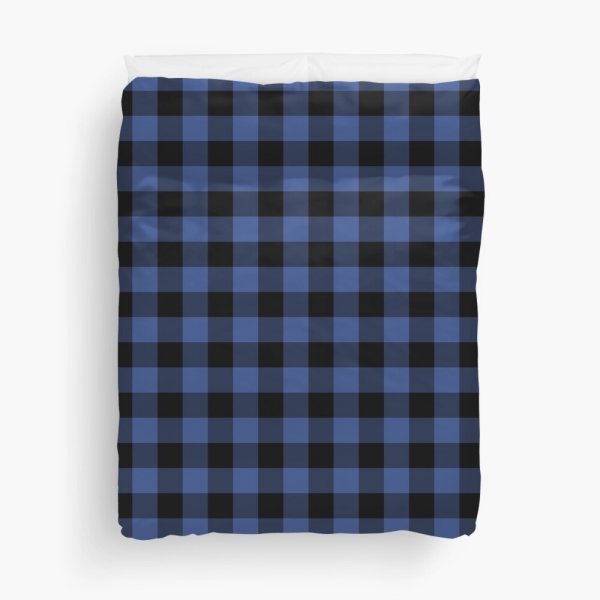 Lapis blue buffalo checkered plaid duvet cover