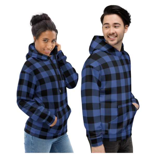 Lapis blue buffalo checkered plaid hoodie