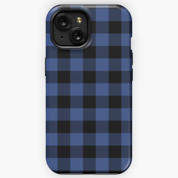 Lapis blue buffalo checkered plaid iPhone case