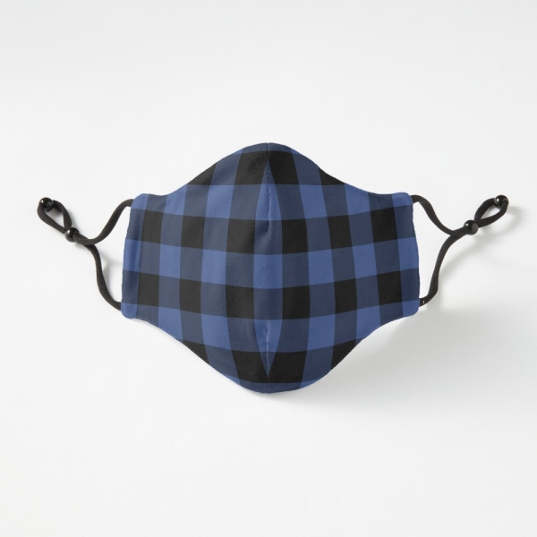 Lapis blue buffalo checkered plaid fitted face mask