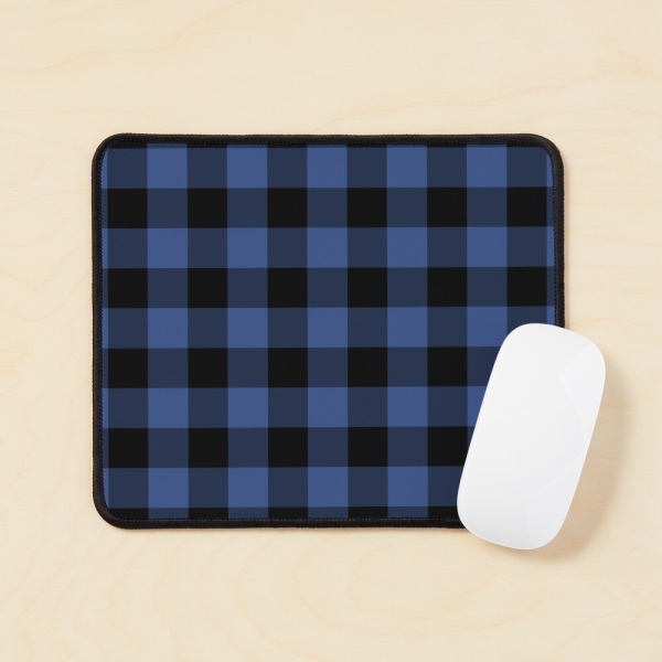 Lapis blue buffalo checkered plaid mouse pad