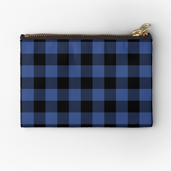Lapis blue buffalo checkered plaid accessory bag