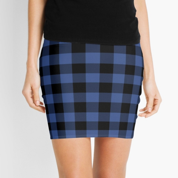 Lapis blue buffalo checkered plaid mini skirt