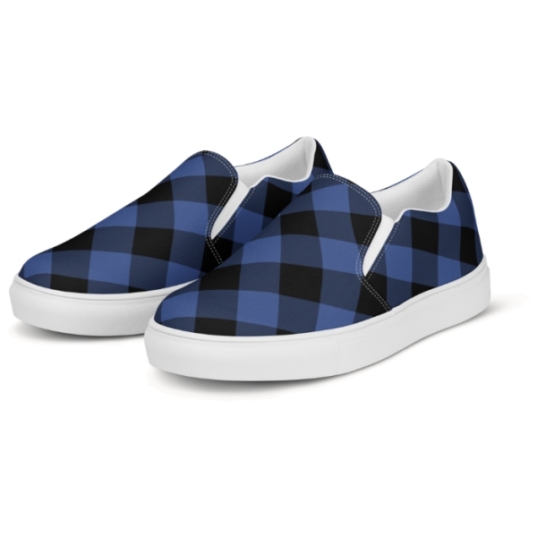 Lapis blue buffalo checkered plaid men's slip-on shoes