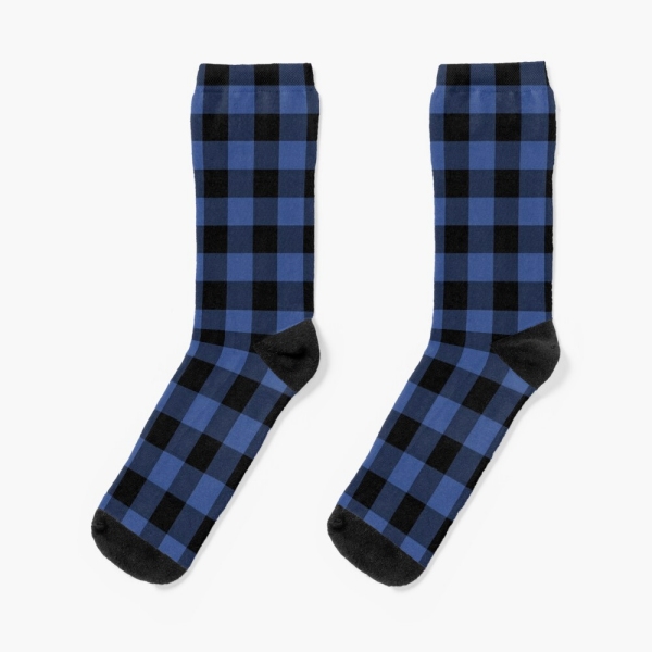 Lapis blue buffalo checkered plaid socks