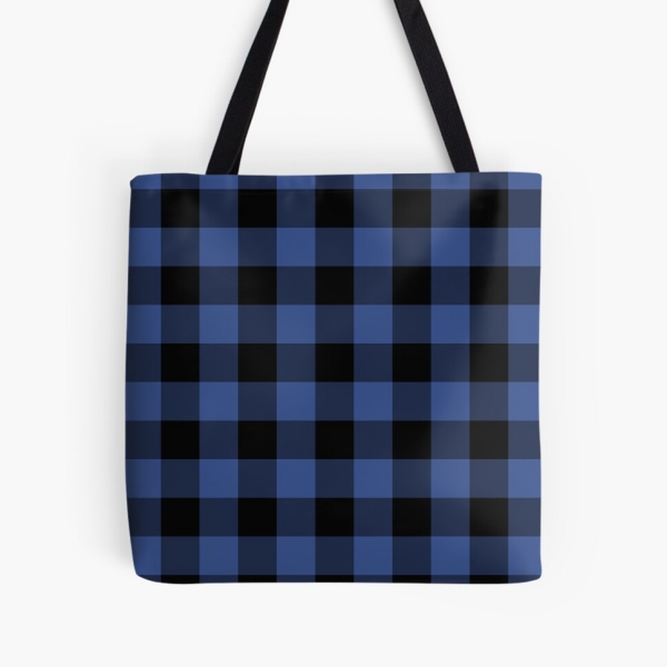 Lapis blue buffalo checkered plaid tote bag