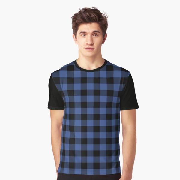 Lapis blue buffalo checkered plaid tee shirt