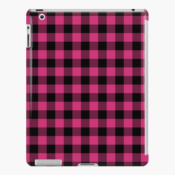 Bright pink buffalo plaid iPad case