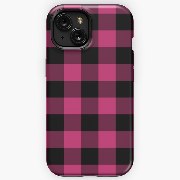 Bright pink buffalo plaid iPhone case