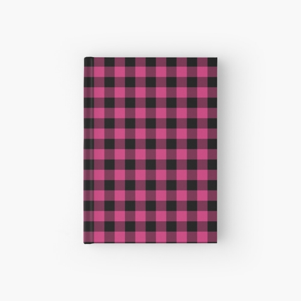Bright pink buffalo plaid hardcover journal