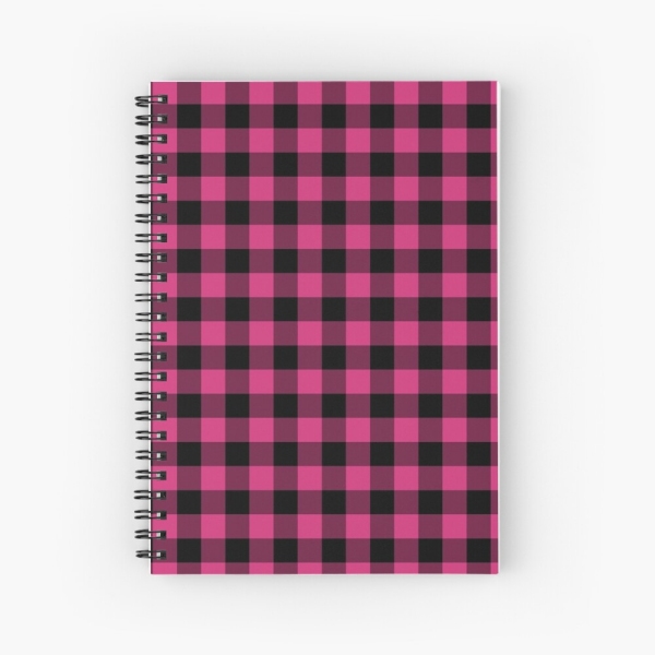 Bright pink buffalo plaid spiral notebook