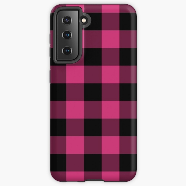 Bright pink buffalo plaid Samsung Galaxy case