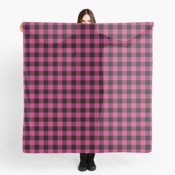 Bright pink buffalo plaid scarf