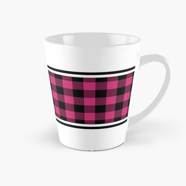 Bright pink buffalo plaid tall mug