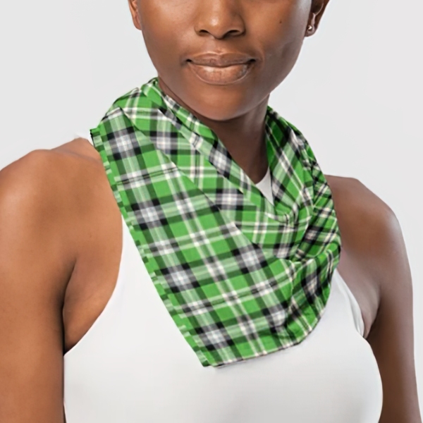 Bright Green, Black and White Plaid Bandana