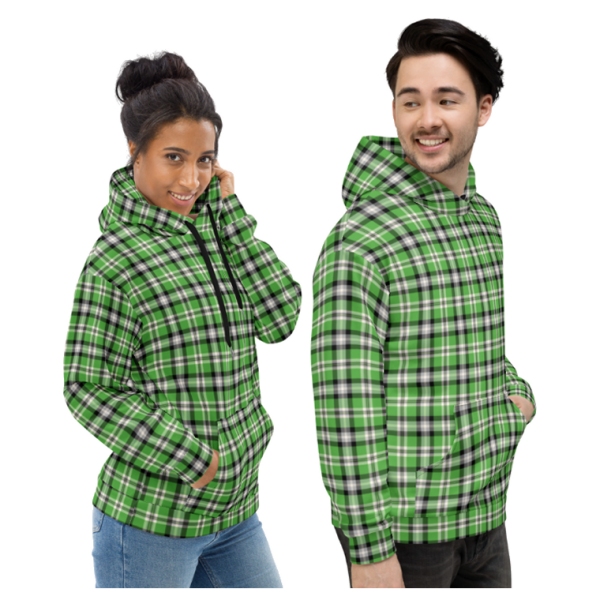 Bright Green, Black and White Plaid Hoodie