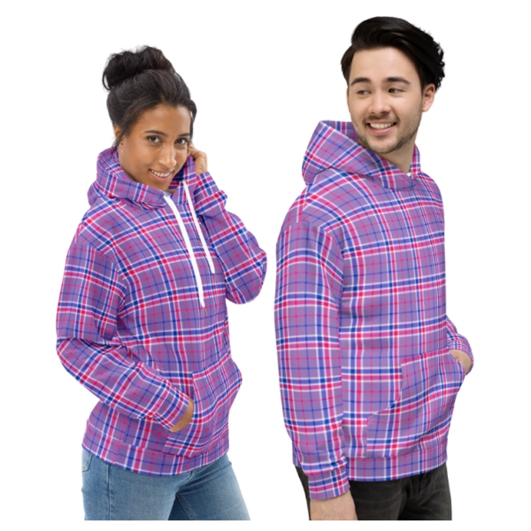 Lavender, Magenta, and Blue Plaid Hoodie