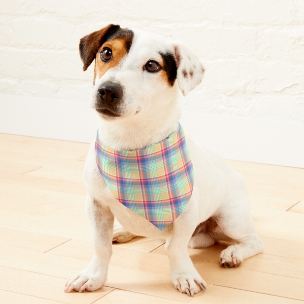 Bright Pastel Plaid Pet Bandana