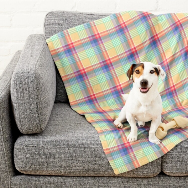 Bright Pastel Plaid Pet Blanket