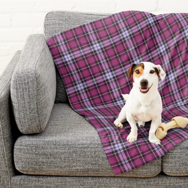 Bright Purple Plaid Pet Blanket