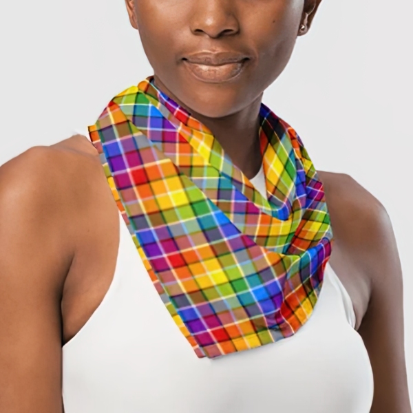 Bright Rainbow Plaid Bandana