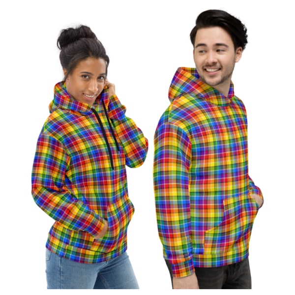 Bright Rainbow Plaid Hoodie