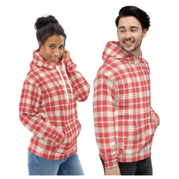 Coral Pink Plaid Tartan Hoodie