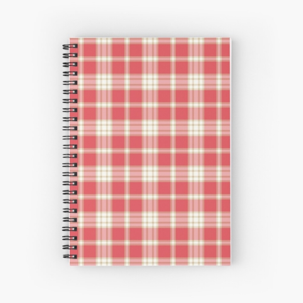Coral pink plaid spiral notebook