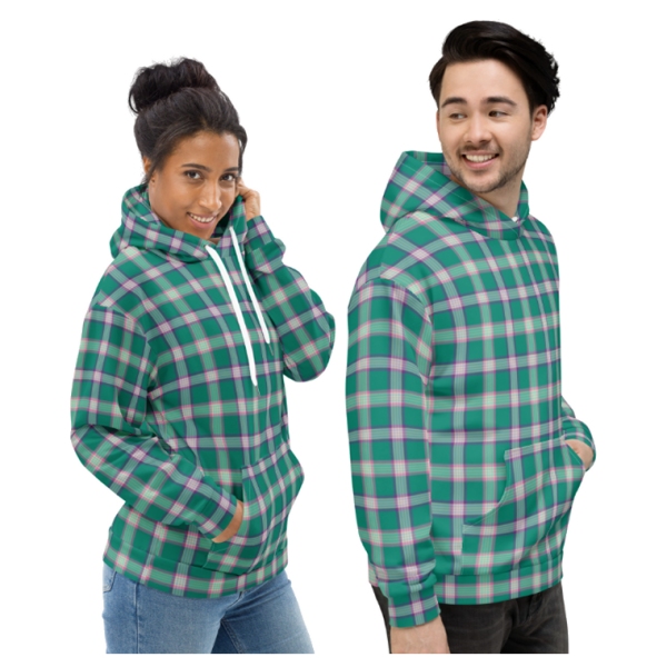 Emerald Green and Purple Plaid Hoodie