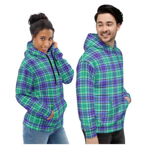 Bright Green and Purple Plaid Hoodie