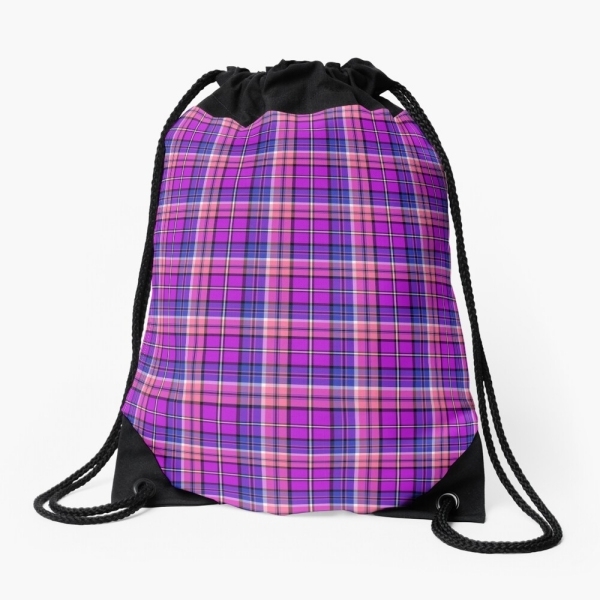 Bright Purple, Pink, and Blue Plaid Cinch Bag