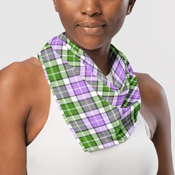 Lavender and Green Plaid Bandana