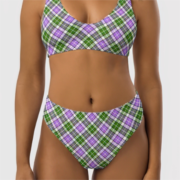 Lavender and green plaid bikini