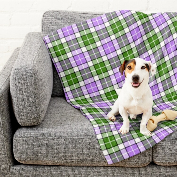 Lavender and Green Plaid Pet Blanket
