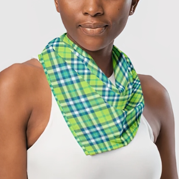 Lime Green & Turquoise Plaid Bandana