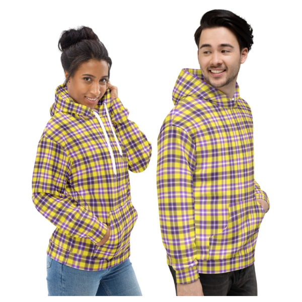 Bright Yellow and Purple Plaid Hoodie