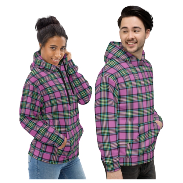 Purple and Turquoise Plaid Hoodie